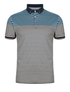 Supima® Cotton Tailored Fit Striped Polo Shirt Image 2 of 3