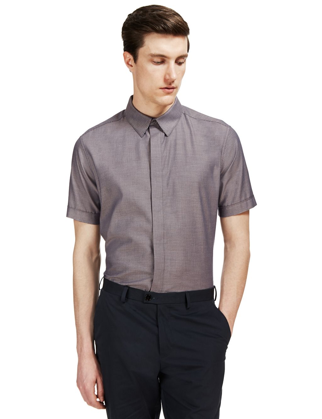 Supima® Cotton Tailored Fit Textured Shirt 3 of 3