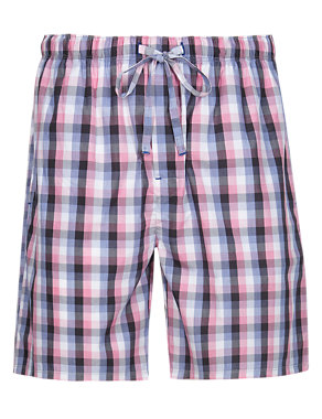 Supima® Pure Cotton Gingham Checked Pyjama Shorts Image 2 of 5