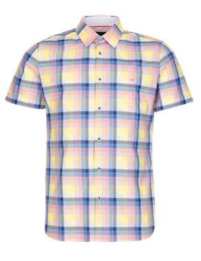 Supima® Pure Cotton Grid Checked Slim Fit Shirt Image 2 of 5