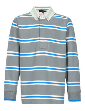 Supima® Pure Cotton Striped Boys Rugby Top Image 2 of 5