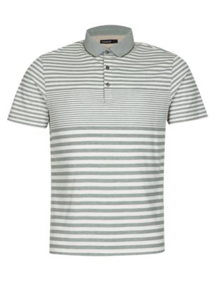 Supima® Pure Cotton Striped Polo Shirt Image 2 of 3