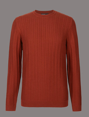 Supima Cotton Rich Textured Slim Fit Jumper Image 2 of 4
