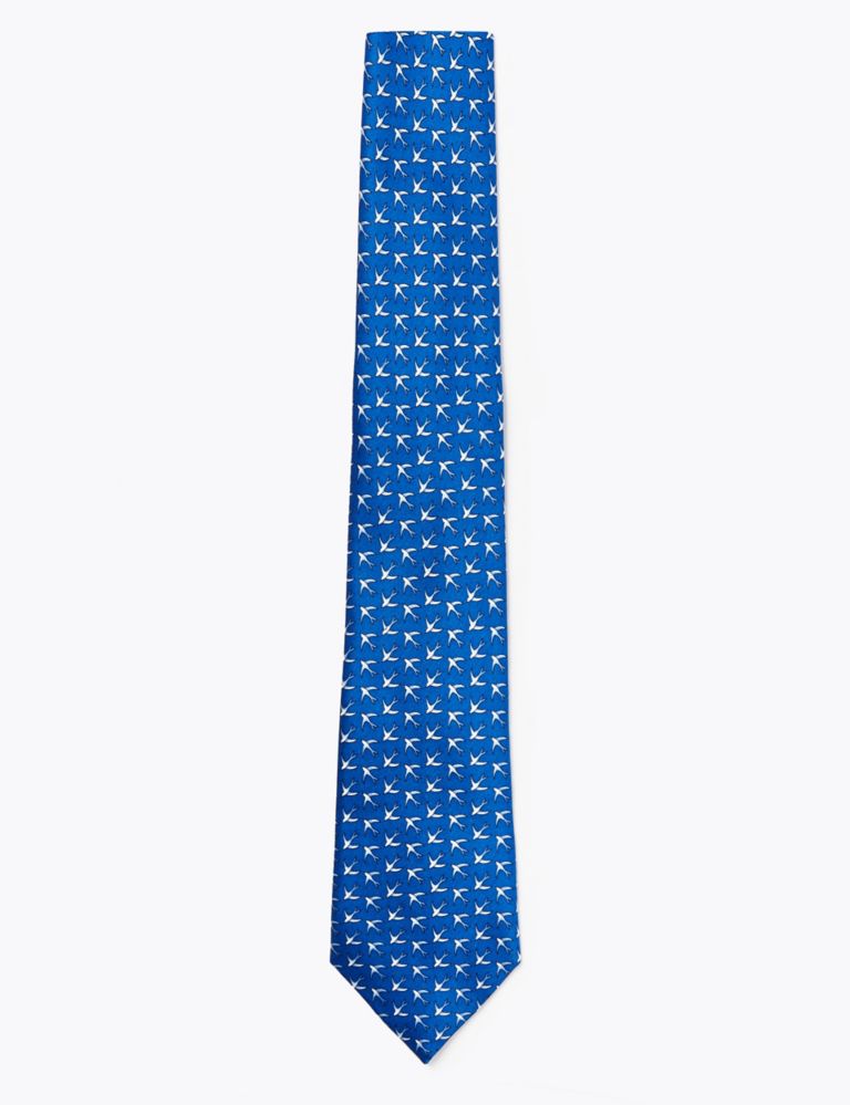 Swallow Print Pure Silk Tie 1 of 3