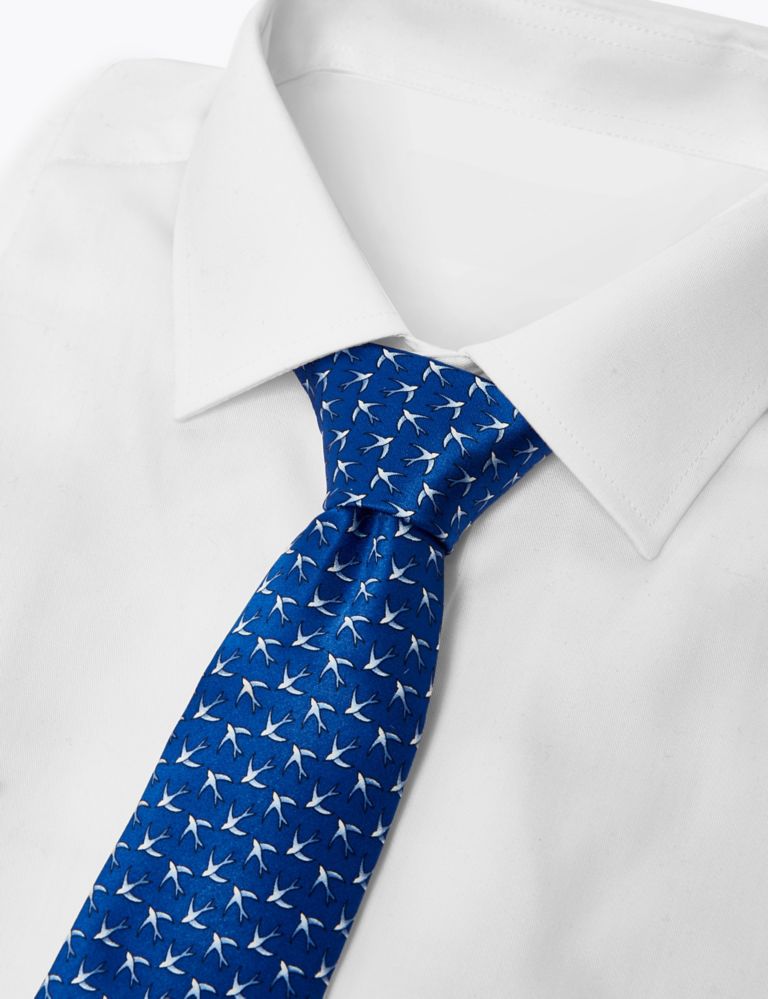 Swallow Print Pure Silk Tie 2 of 3
