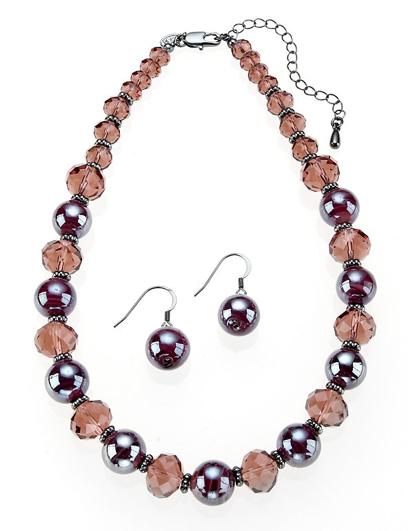 Swirl Glass Multi-Faceted Necklace & Earrings Set Image 1 of 1