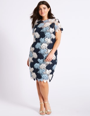 Swirl Lace Short Sleeve Bodycon Dress, M&S Collection