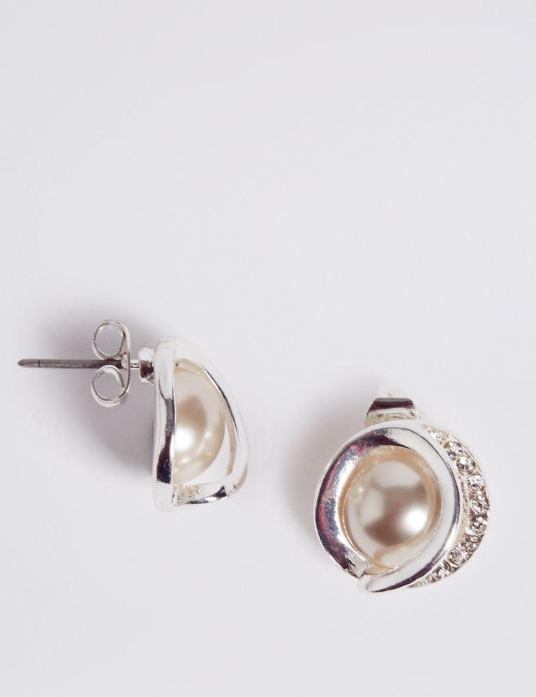 Swirl Pearl Stud Earrings 2 of 2