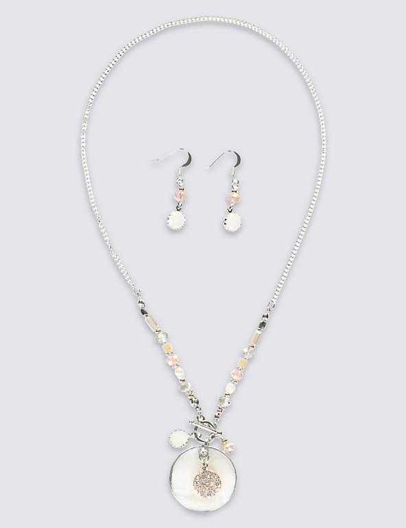 T-Bar Disc Necklace & Earrings Set Image 1 of 1