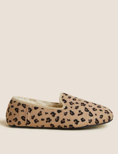 Zapatillas forradas imitación de piel estampado de leopardo