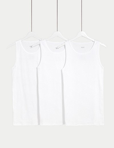 Marks & Spencer Men Clothing Underwear Vests 3pk Cotton Rich Strappy Vests 