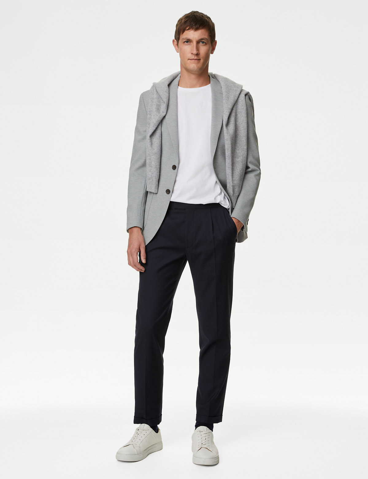 

Marks & Spencer Textured Jersey Jacket with Stretch (UNISEX, LIGHT GREY, 38-SHT)