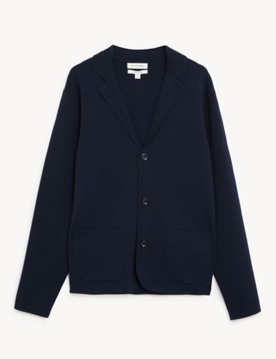 Mens 100% Cotton Deconstructed Knitted Blazer, 45% OFF