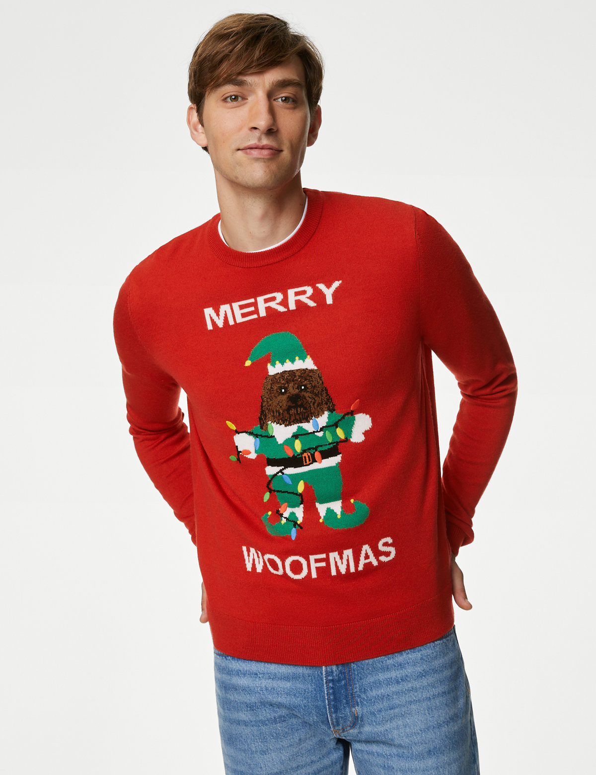 

Marks & Spencer Dog Christmas Jumper (MALE, RED MIX, M-REG)