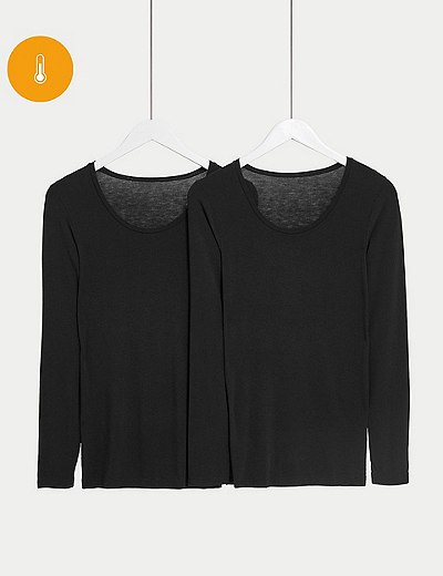 M&S Ladies Heatgen Thermal Cap Sleeve Round Neck T-Shirt Top Soft Warm Layering 
