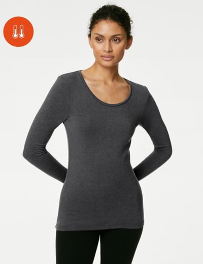 Marks and Spencer Women's 2 Pack Heat Gen Long Sleeve Top, Black, 6 at   Women's Clothing store