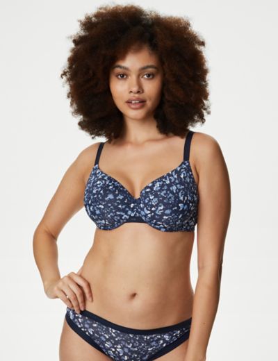 Floral Lace T-Shirt Bra in Blue