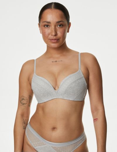 M S Cotton-Rich Lounge Bra Non-Wired Lightly-Padded Soft Comfort