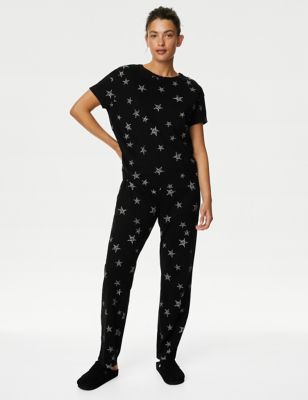 

Marks & Spencer Pure Cotton Star Print Pyjama Set (FEMALE, BLACK MIX, S)