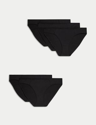 

Marks & Spencer 5pk No VPL Cotton Modal Bikini Knickers (FEMALE, BLACK, 10)