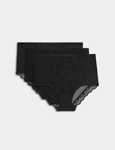 Lace Trim Comfort Full Briefs 3 Pack, Lingerie