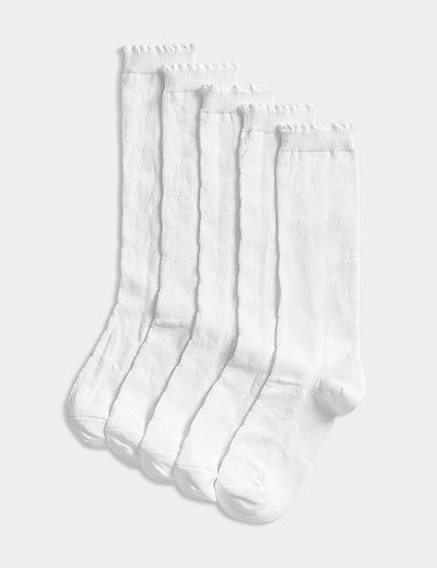 5pk of Butterfly Knee High Socks Marks & Spencer Girls Clothing Underwear Socks 