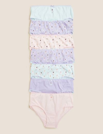 4pk Pure Cotton Frilly Knickers (7lbs-3 Yrs), M&S Collection