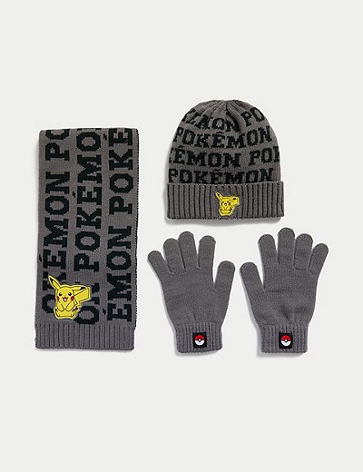 Ensemble bonnet, écharpe et gants enfants à motif Pokémon™ (du 6
