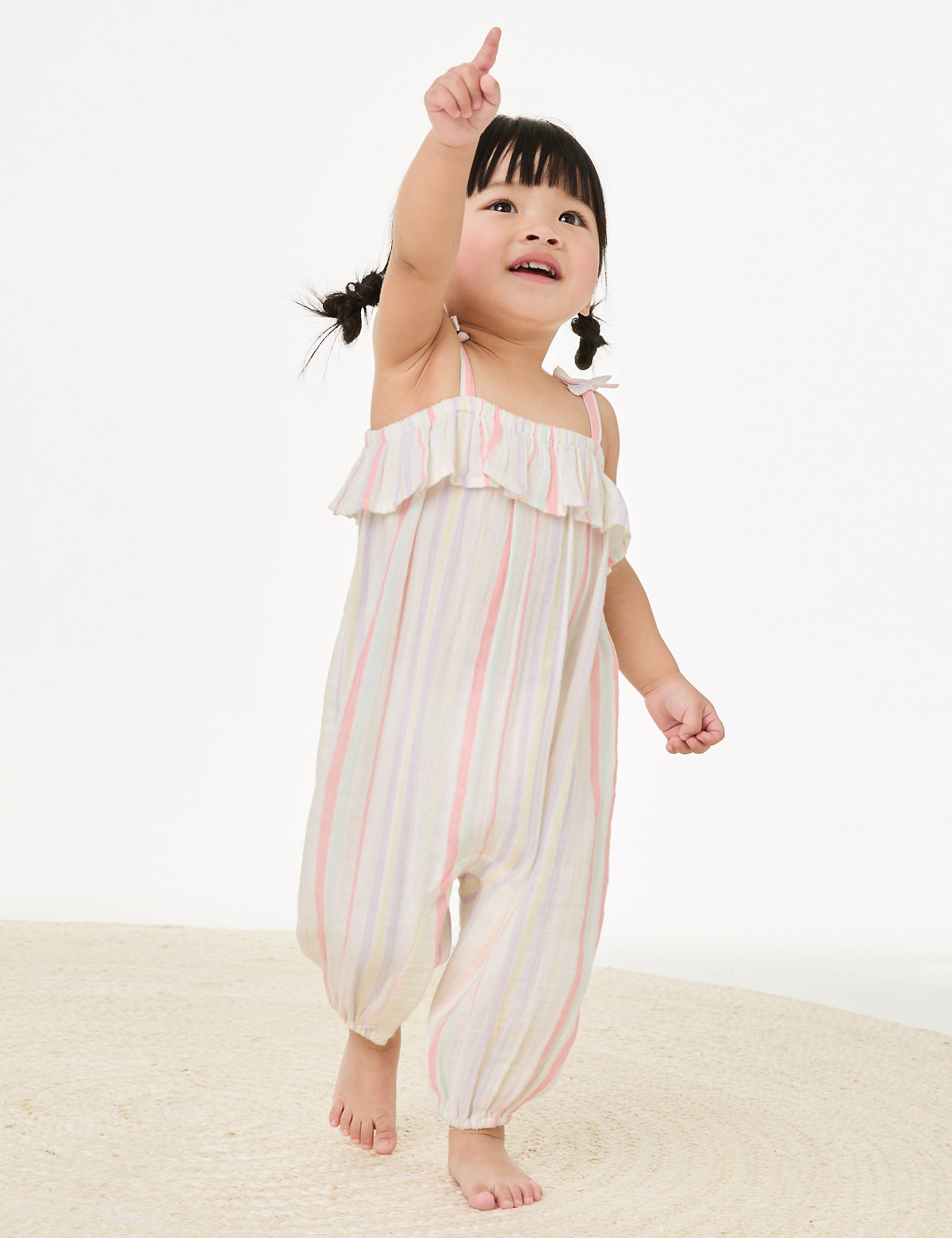 

Marks & Spencer Pure Cotton Striped Romper (0-3 Yrs) (GIRLS, MULTI, 12-18)