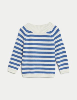

Marks & Spencer Pure Cotton Striped Jumper (0-3 Yrs) (BOYS, MID BLUE, 9-12M)