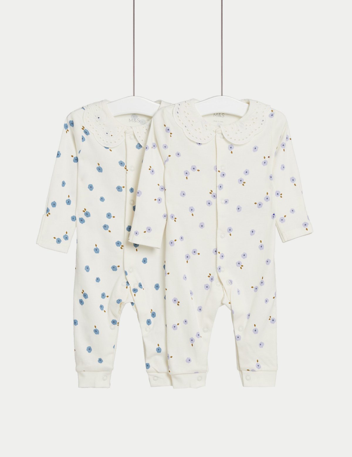 

Marks & Spencer 2pk Pure Cotton Floral Sleepsuits (0-3 Yrs) (GIRLS, BLUE MIX, 9-12M)