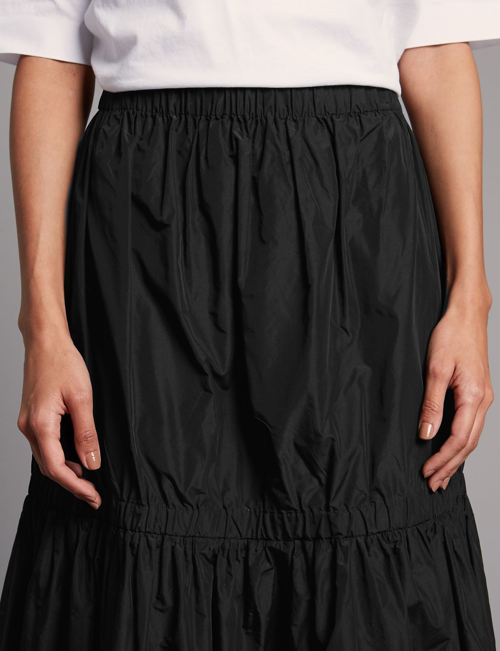 Taffeta Drop Waist Full Midi Skirt 5 of 5
