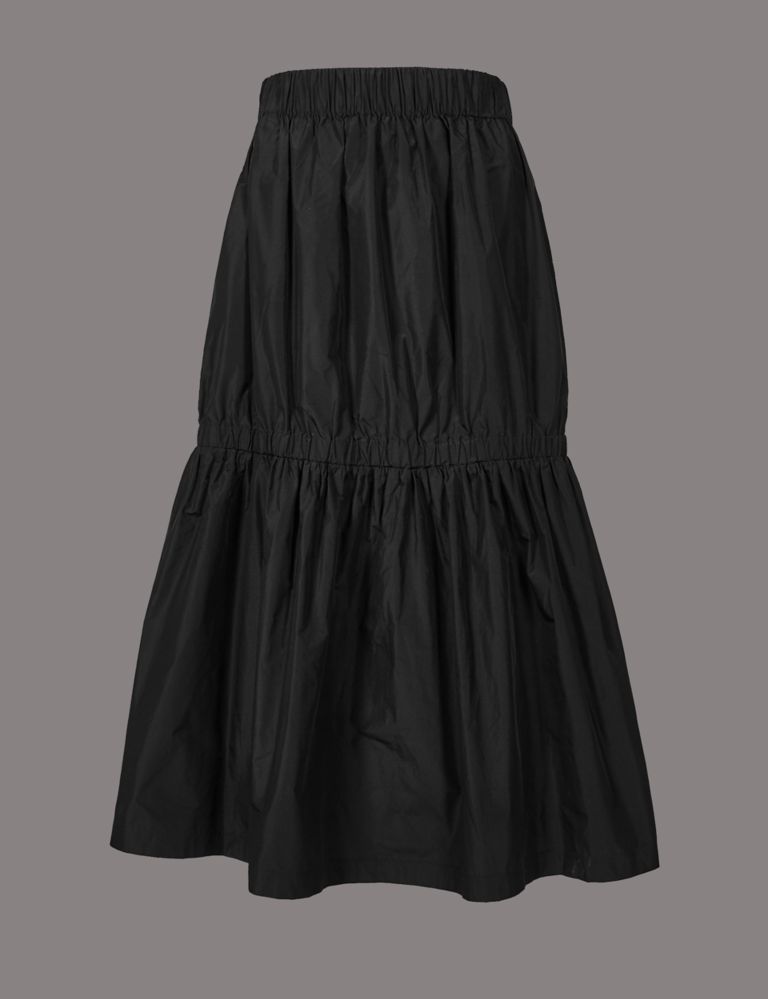 Taffeta Drop Waist Full Midi Skirt 2 of 5