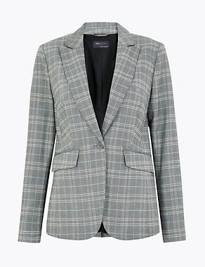 Tailored Checked Single Breasted Blazer Image 2 of 4