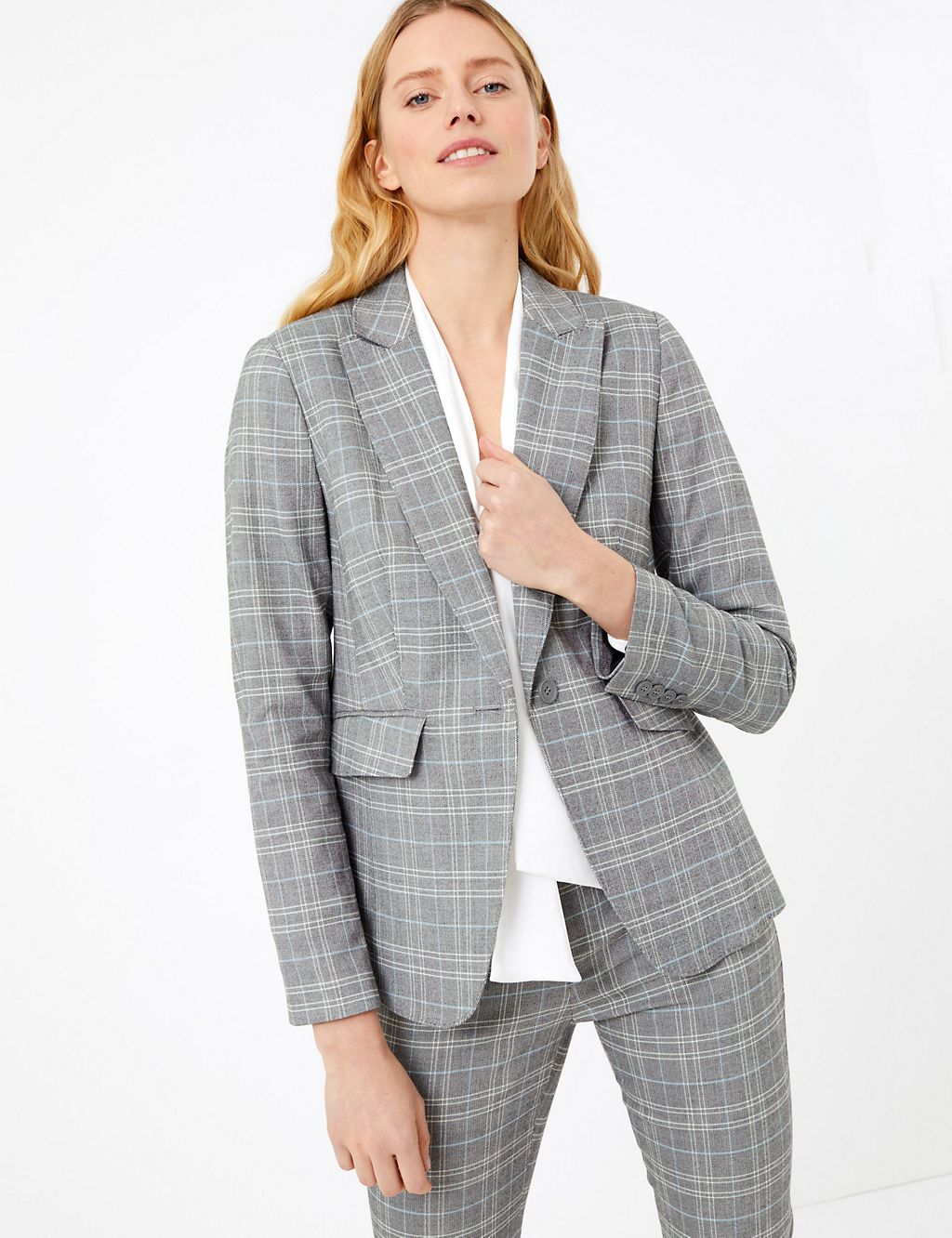 Tailored Checked Single Breasted Blazer 3 of 4