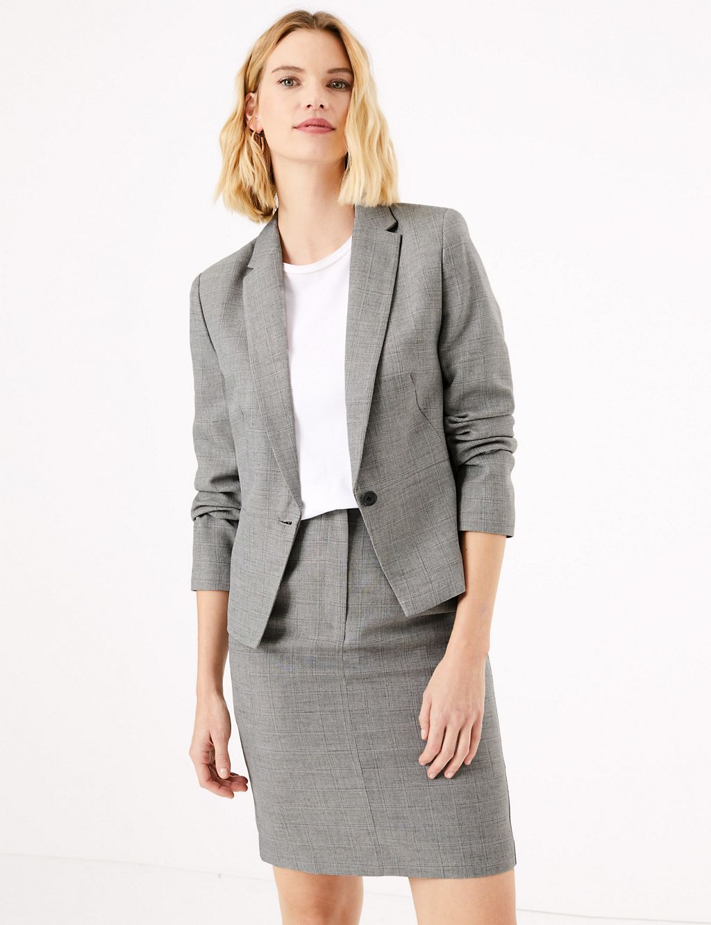 Tailored Checked Single Breasted Blazer | M&S Collection | M&S