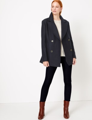 M&s navy hot sale pea coat