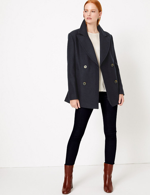Tailored Double Ted Coat, Tailored Pea Coat Womens