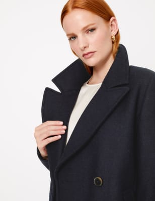 Marks and spencer 2024 black wool coat