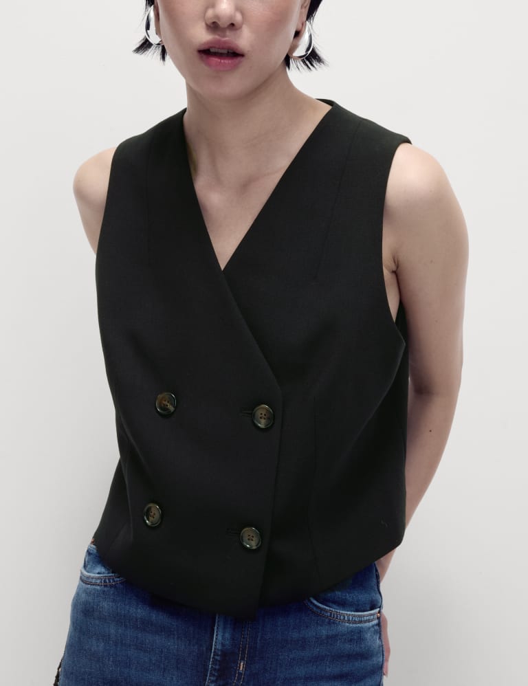 Plus Double Breasted Slim Waistcoat