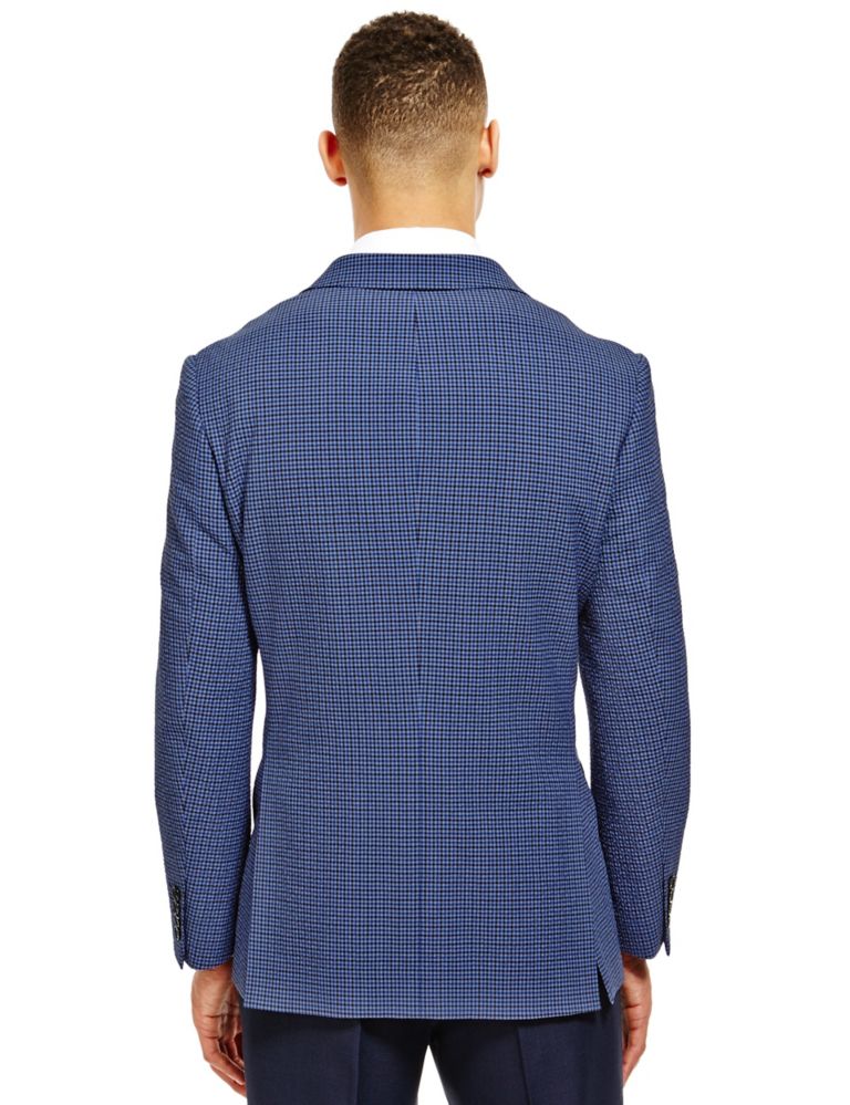 Tailored Fit 2 Button Seersucker Mini Check Jacket with Wool 3 of 6