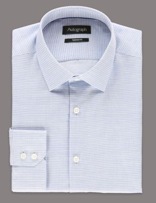 Tailored Fit Checked Shirt with Linen Image 2 of 6