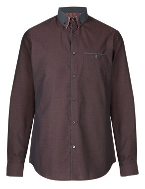 Tailored Fit Double Collar Textured Shirt Image 2 of 5