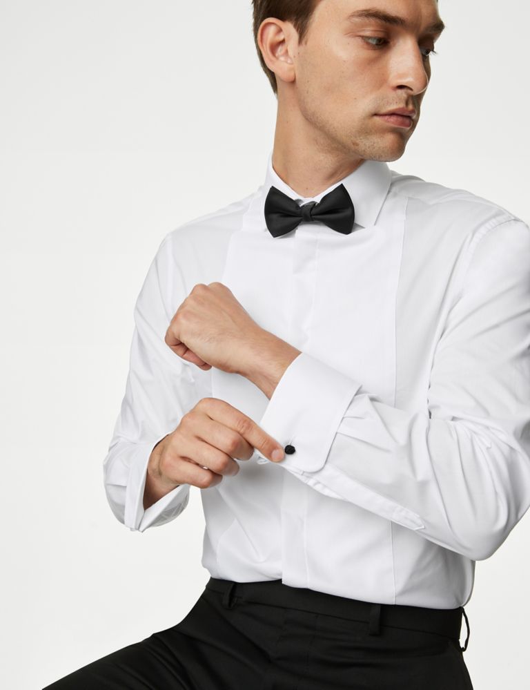 Tailored Fit Double Cuff Dress Shirt with Bow Tie 4 of 8