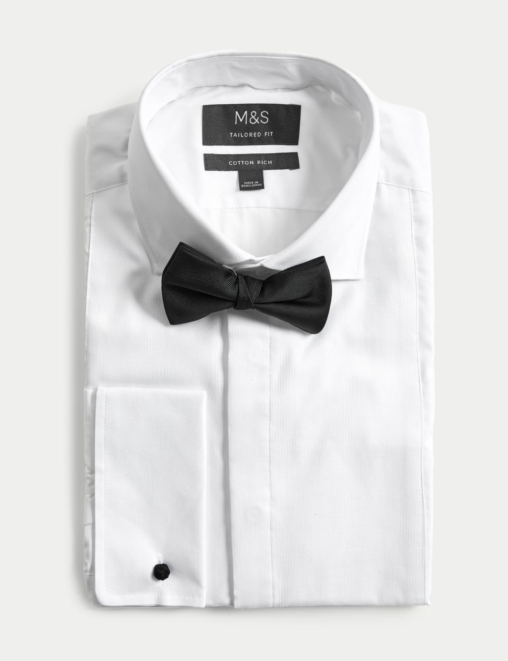 Tailored Fit Double Cuff Dress Shirt with Bow Tie 1 of 8
