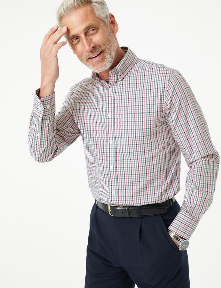 Tailored Fit Easy Iron Pure Cotton Check Shirt 1 of 4