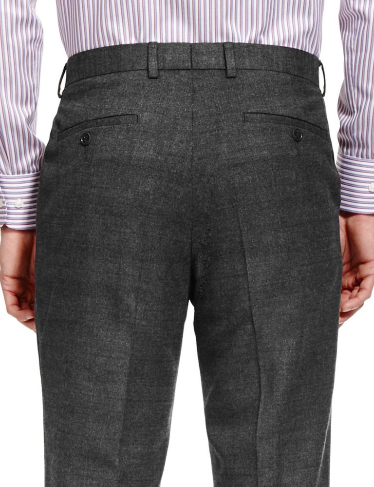 Tailored Fit Flat Front Brushed Trousers 3 of 3