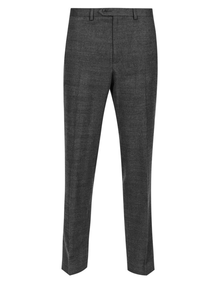Tailored Fit Flat Front Brushed Trousers 2 of 3