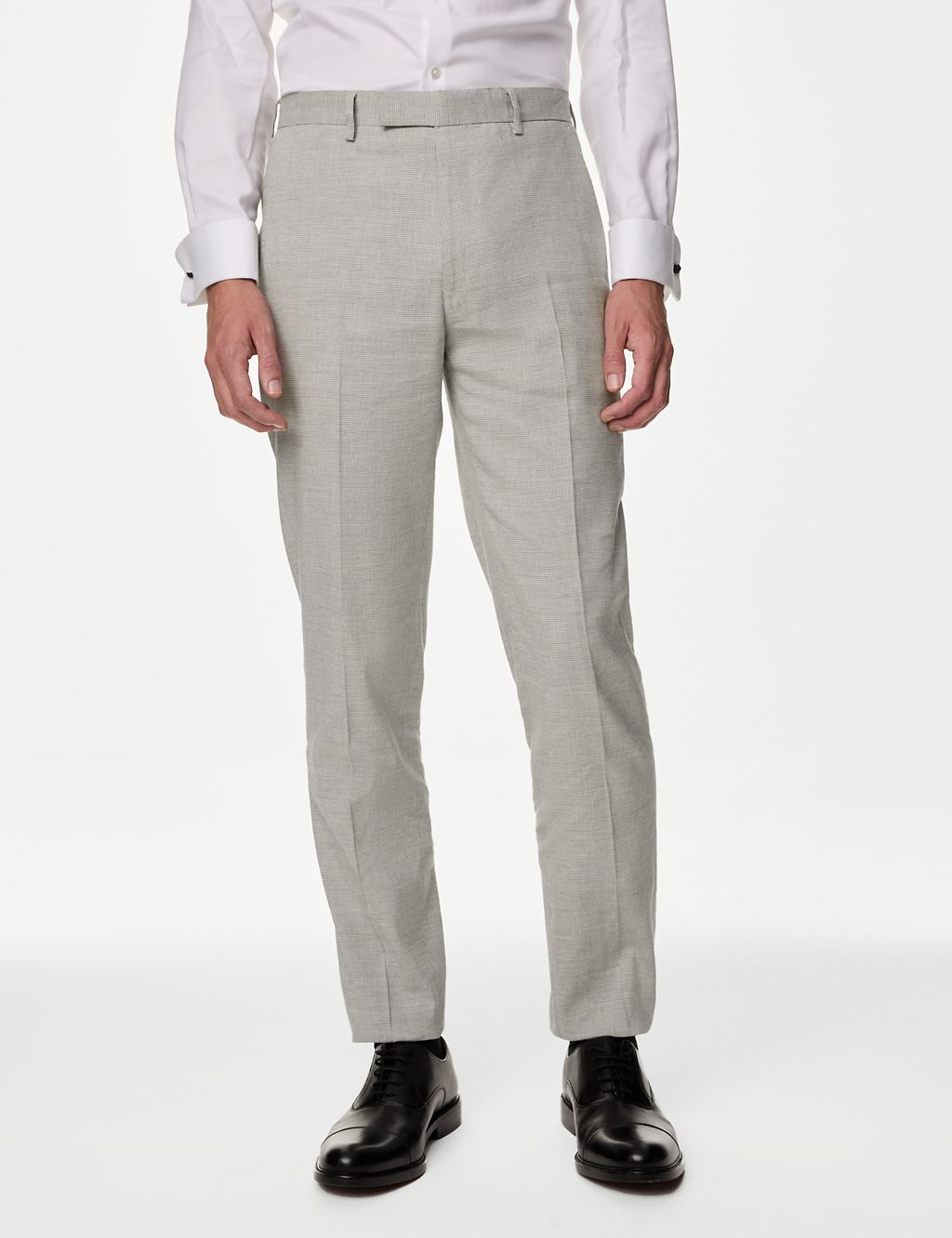Tailored Fit Italian Linen Miracle™ Puppytooth Suit Trousers 3 of 6