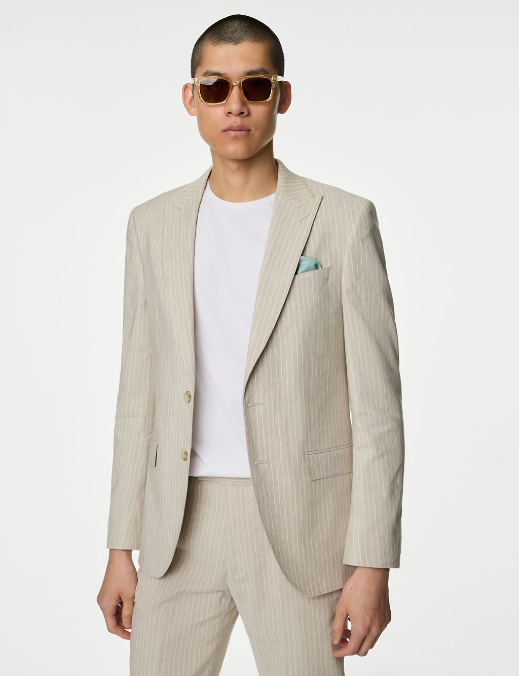 Tailored Fit Italian Linen Miracle™ Stripe Suit Jacket 5 of 7